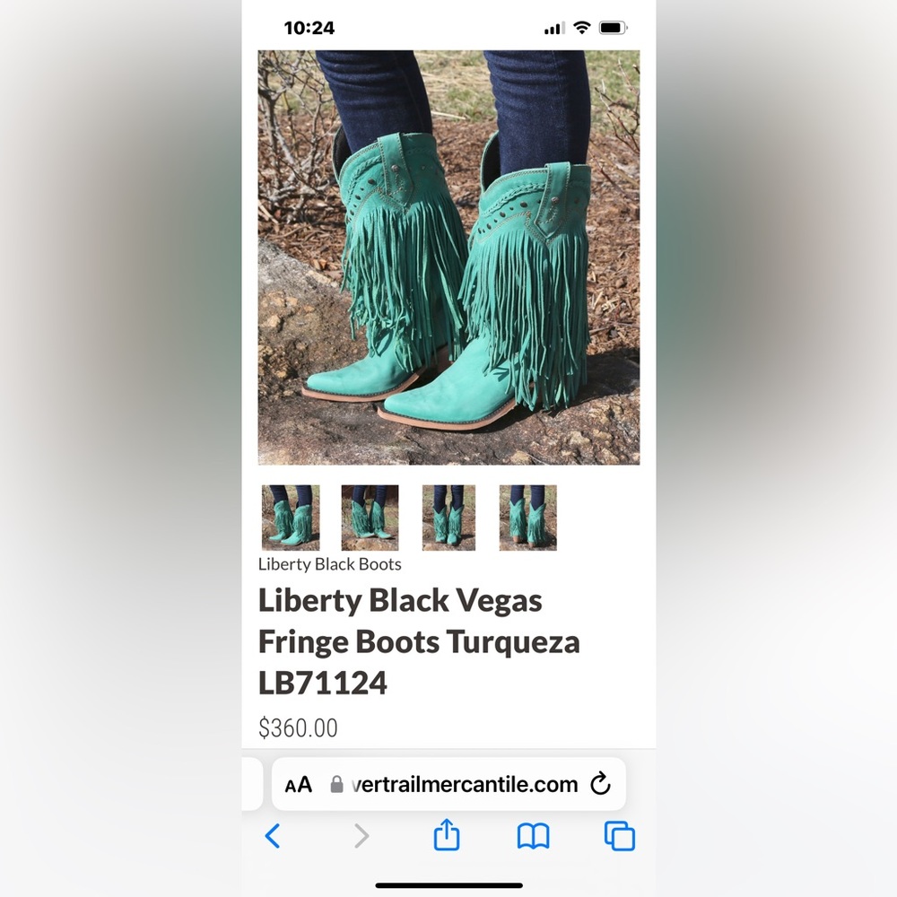 Like new, Turquoise fringe Liberty Black women’s cowboy boots in size 8.